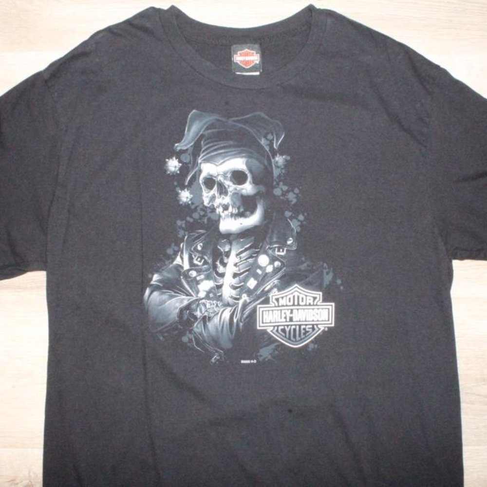 2020 Black Gold Skeleton Jester Harley Davidson T-shirt